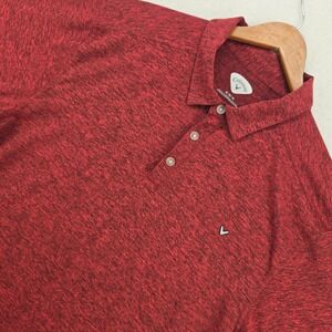Callaway Mens Golf Polo Shirt XL Red Heathered Short Sleeve Button Up Top‎
